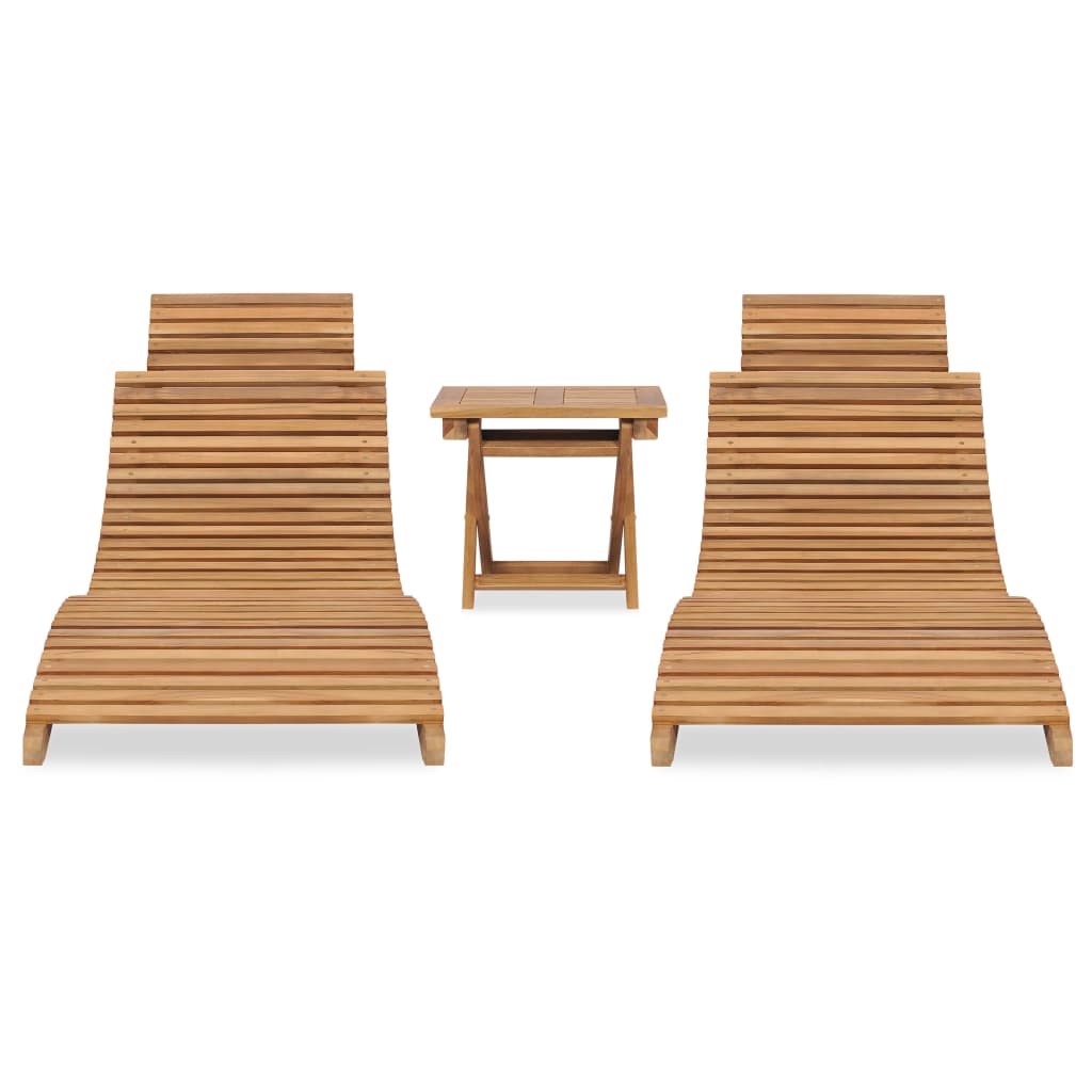 vidaXL 3 Piece Folding Patio Lounge Set Solid Teak Wood-1