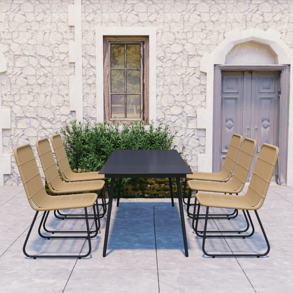 vidaXL Patio Dining Set Seat Black/Oak and Black 3/5/7/9 Piece Multi Sizes-14