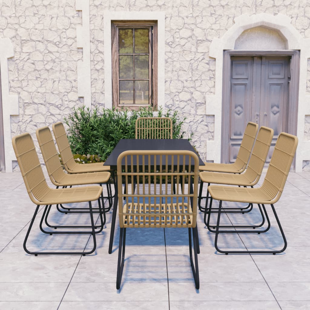 vidaXL Patio Dining Set Seat Black/Oak and Black 3/5/7/9 Piece Multi Sizes-15