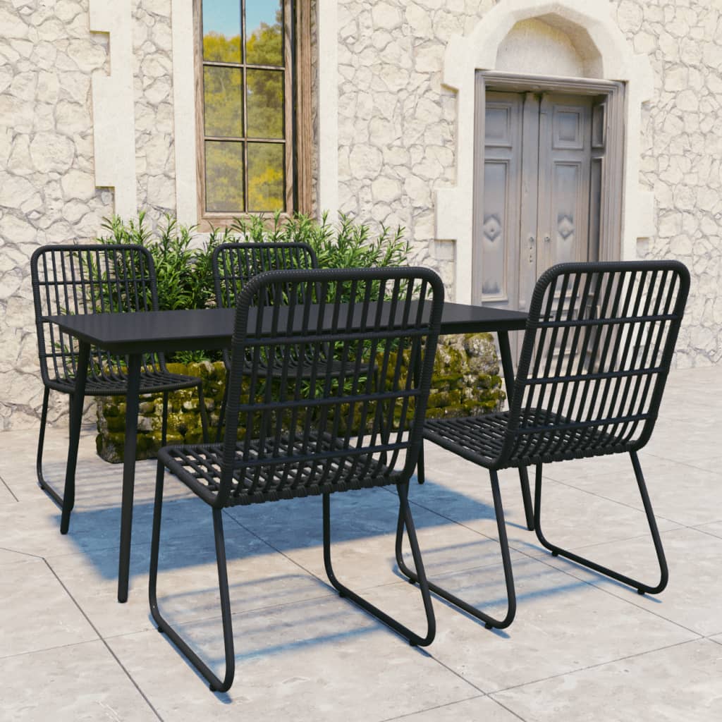 vidaXL Patio Dining Set Seat Black/Oak and Black 3/5/7/9 Piece Multi Sizes-5