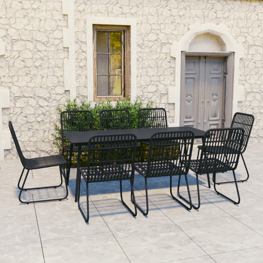 vidaXL Patio Dining Set Seat Black/Oak and Black 3/5/7/9 Piece Multi Sizes-9
