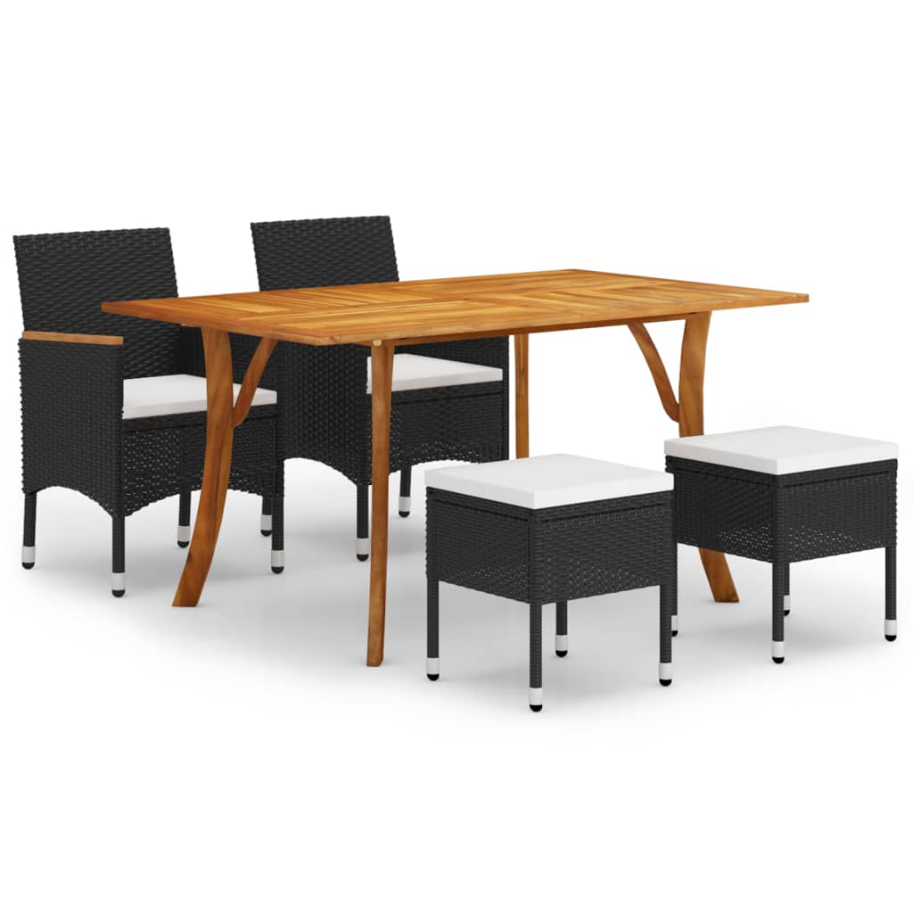 vidaXL 5 Piece Patio Dining Set Black-1