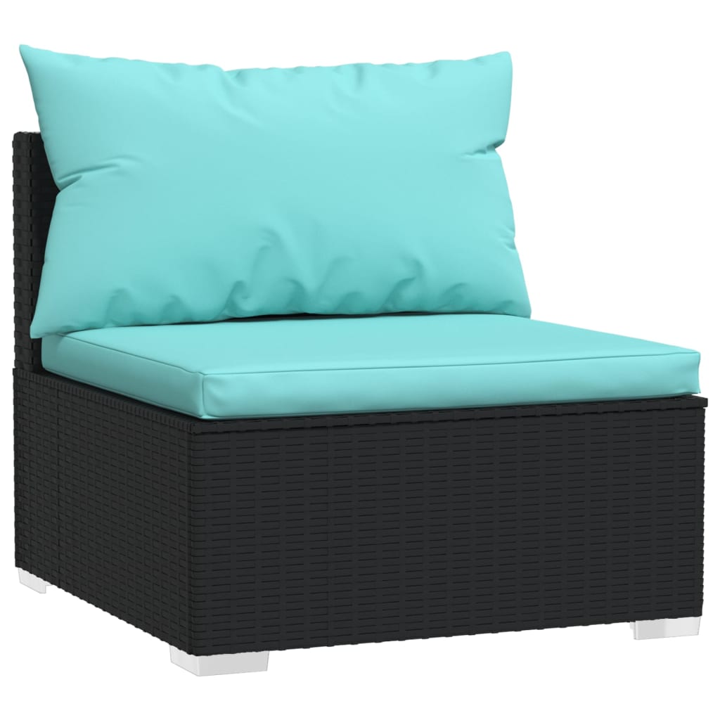 vidaXL 5 Piece Patio Lounge Set with Cushions Poly Rattan Black-1