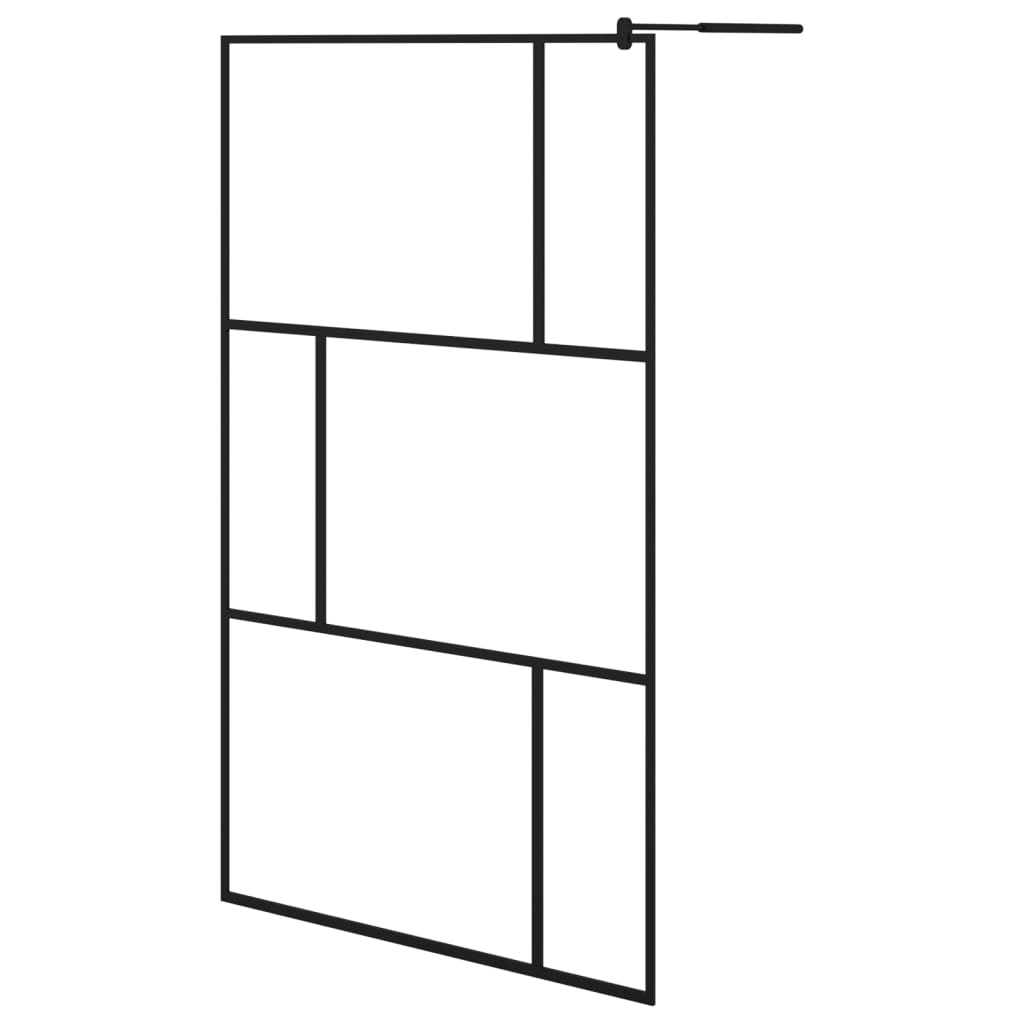 vidaXL Walk-in Shower Wall with Shelf Black 45.3"x76.8" ESG Glass&Aluminum-1