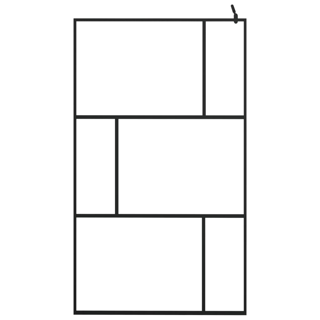 vidaXL Walk-in Shower Wall with Shelf Black 45.3"x76.8" ESG Glass&Aluminum-2