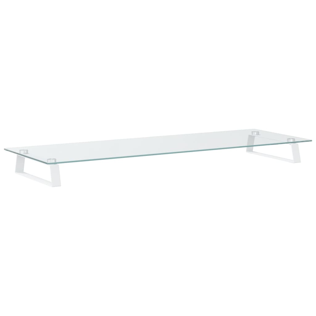 vidaXL Monitor Stand Desktop Computer Screen Riser Tempered Glass and Metal-4