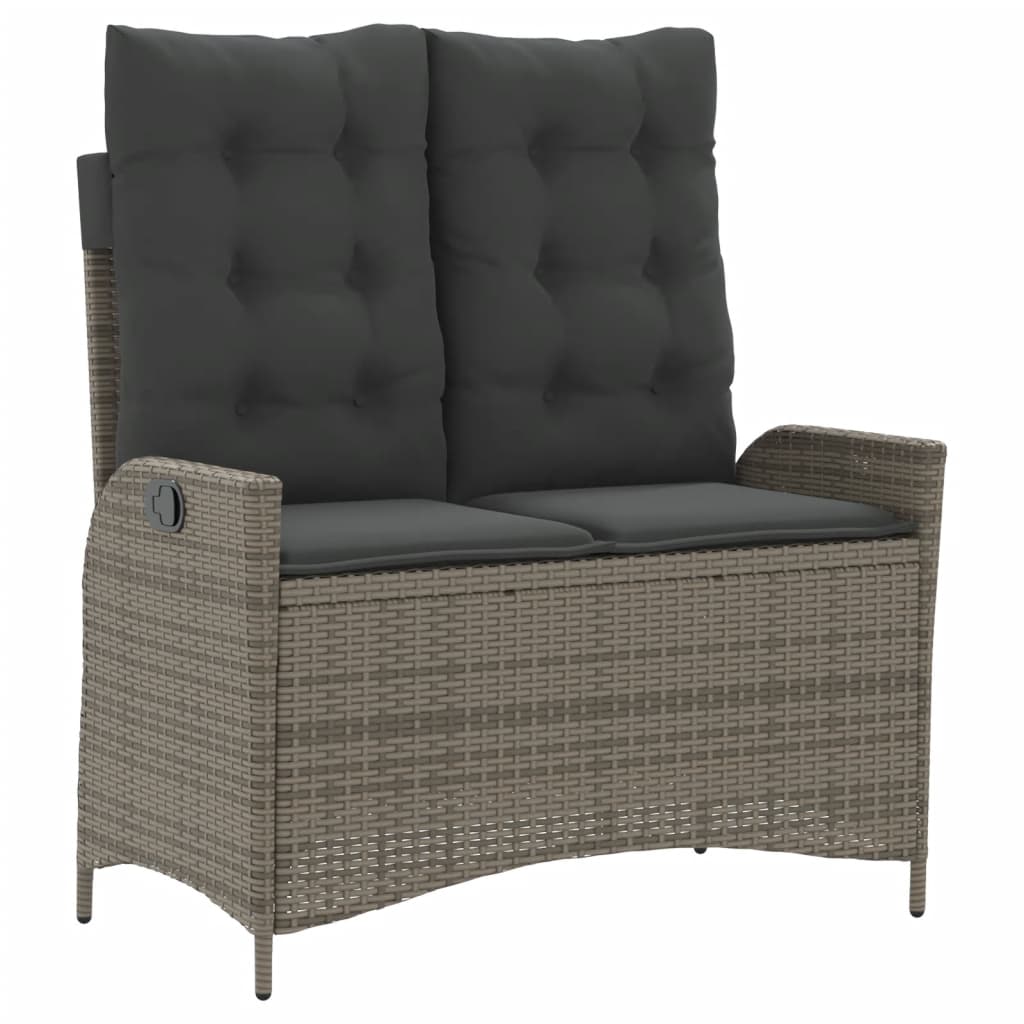 vidaXL 4 Piece Patio Dining Set with Cushions Gray Poly Rattan-3