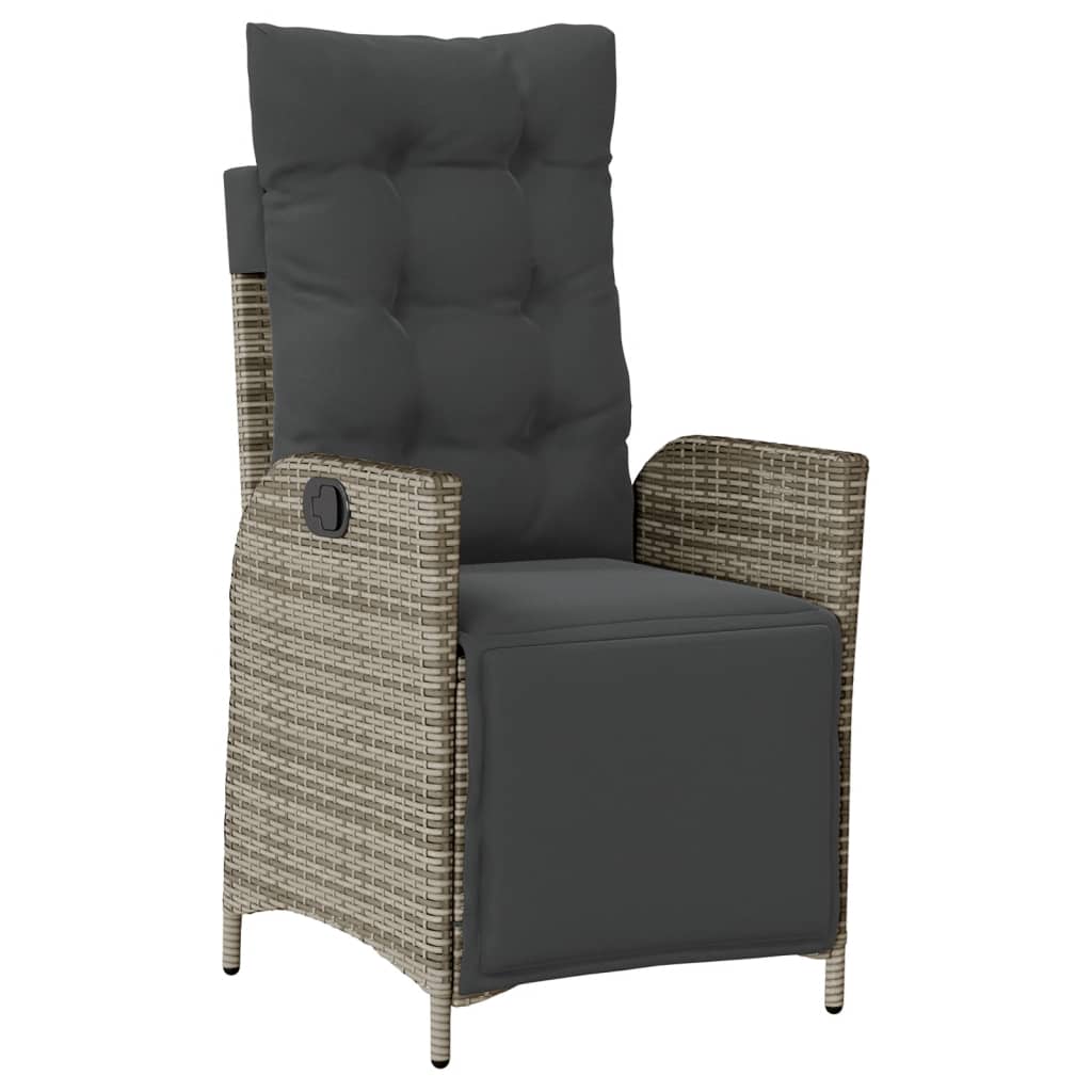 vidaXL 4 Piece Patio Dining Set with Cushions Gray Poly Rattan-4